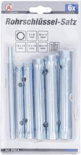 BGS Do it yourself 85814 - Juego de Llaves de Tubo, 6 Piezas, Plata, 8-17 mm