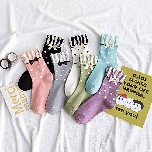 B/H Calcetines de Deporte Low，Calcetines de Mujer con Lazo japonés de Tubo Mediano, otoño e Invierno, Calcetines de algodón Coreano para Mujer, par_g8 par_One Size，Calcetines sin Rostro