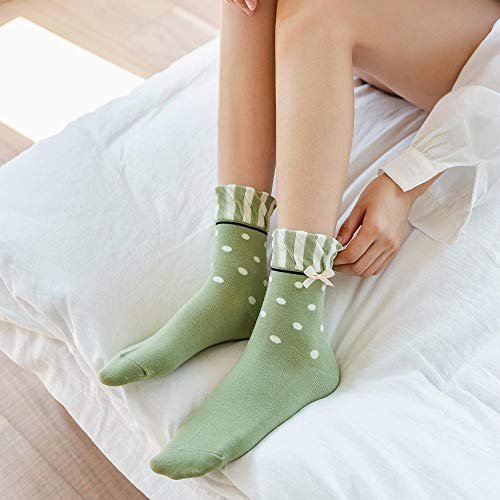 B/H Calcetines de Deporte Low，Calcetines de Mujer con Lazo japonés de Tubo Mediano, otoño e Invierno, Calcetines de algodón Coreano para Mujer, par_g8 par_One Size，Calcetines sin Rostro