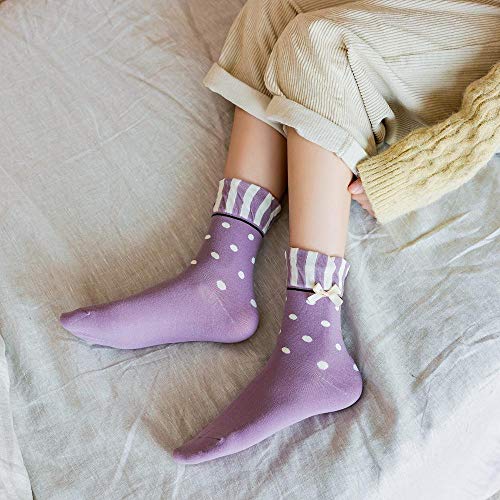 B/H Calcetines de Deporte Low，Calcetines de Mujer con Lazo japonés de Tubo Mediano, otoño e Invierno, Calcetines de algodón Coreano para Mujer, par_g8 par_One Size，Calcetines sin Rostro