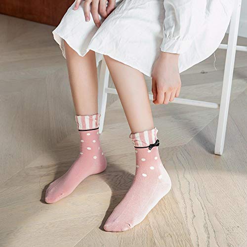 B/H Calcetines de Deporte Low，Calcetines de Mujer con Lazo japonés de Tubo Mediano, otoño e Invierno, Calcetines de algodón Coreano para Mujer, par_g8 par_One Size，Calcetines sin Rostro