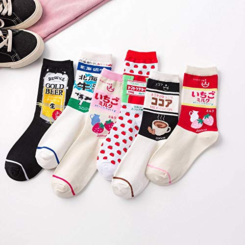 B/H Calcetines de Media Altura,Calcetines de patrón Divertido de Personalidad, Calcetines de Tubo de algodón japonés de Moda-g8 Pair_One Size,Calcetines de Running de Alta Elasticidad