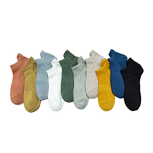 B/H Cortos para Hombre y Mujer,Calcetines Cortos de Algodón,Calcetines de Barco Finos para Hombre de algodón Transpirable-Amarillo Mostaza_10pcs