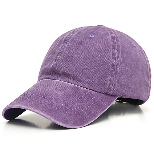 B/H Gorra Unisex de Secado rápido Plegable,Gorra de béisbol para Padres e Hijos, Gorra de béisbol Vaquera Lavada-Violeta_