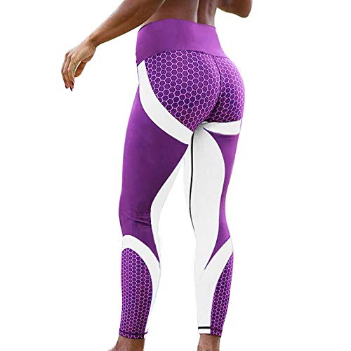 B/H Leggings Deporte Compression,Leggings de Malla Sexy, Leggings elásticos de fitness-style1-purple White_M,Leggins Reductores Adelgazantes