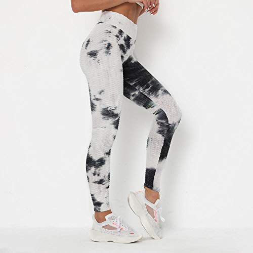 B/H Leggings Deporte Compression,Pantalones de Yoga absorbentes de Sudor y de Secado rápido, Leggings de Fitness Ajustados sin Costuras-Blanco-Azul_S,Leggins Reductores Adelgazantes