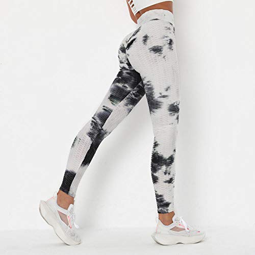 B/H Leggings Deporte Compression,Pantalones de Yoga absorbentes de Sudor y de Secado rápido, Leggings de Fitness Ajustados sin Costuras-Blanco-Azul_S,Leggins Reductores Adelgazantes