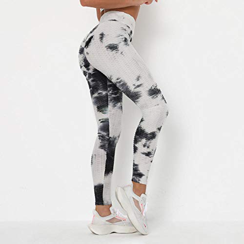 B/H Leggings Deporte Compression,Pantalones de Yoga absorbentes de Sudor y de Secado rápido, Leggings de Fitness Ajustados sin Costuras-Blanco-Azul_S,Leggins Reductores Adelgazantes