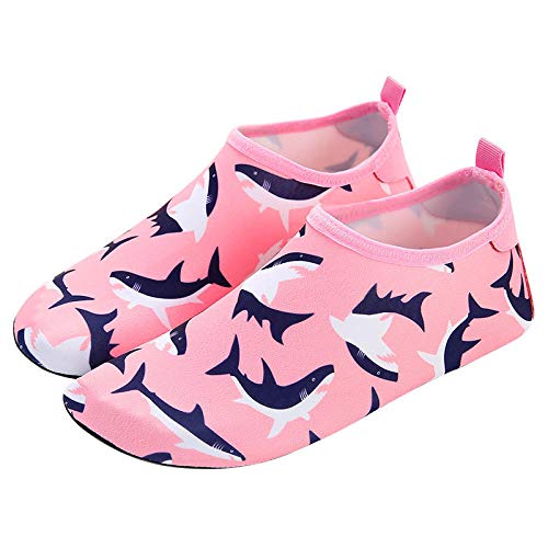 B/H Zapatos de Snorkel para Nadar,Escarpines de Playa,Zapatos de Playa para esnórquel, Zapatos de Buceo, Zapatos de río-Pink Shark_30 / 31