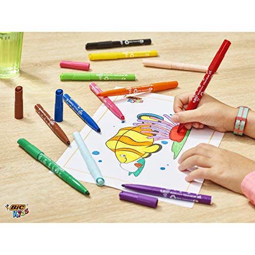 Bic Kids Rotuladores Lavables para Niños, Óptimo para material escolar,Visacolor XL, Punta Gruesa, Con Etiqueta Ecológica, Caja de 48