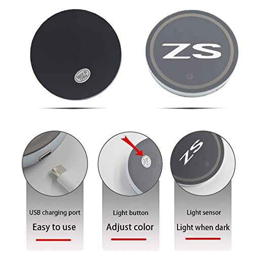 BICCQ Estera del portavasos del Coche Titular de la montaña de la Taza de Agua del Coche Luminoso 7 Colorido USB Cargar el Logotipo del Coche LED Atmósfera Light Compatible con MG zs Accesorios