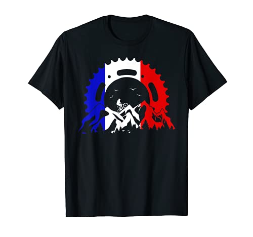 Bicicleta de descenso tricolor, bicicleta francesa, ciclismo Camiseta