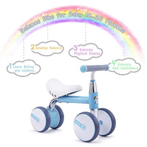 Bicicleta de Equilibrio para niños de 1 a 3 años, 4 Ruedas Bicicleta de Entrenamiento para bebés sin Pedal, Regalos de cumpleaños para niños y niñas (Azul)
