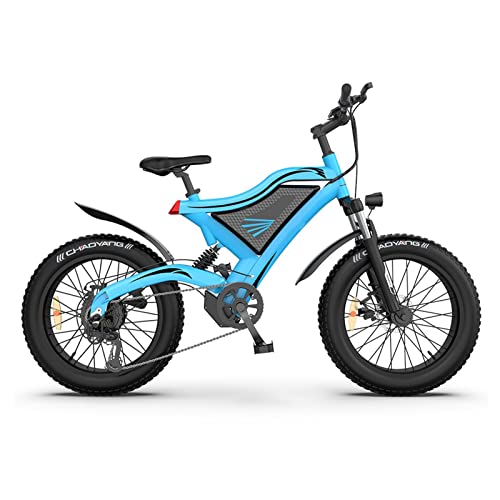Bicicleta eléctrica para adultos 24.8mp/h 500W Mountain Ebike 48V 15Ah Batería de litio 20 pulgadas 4.0 Fat Tire Beach City Bike (Color: Azul)
