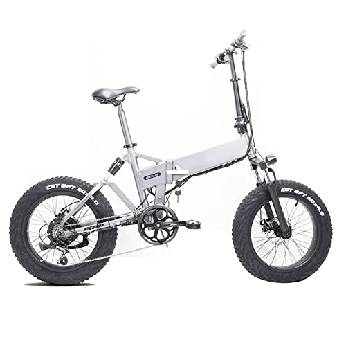 Bicicleta eléctrica para adultos plegable 20 Mph 500 W Bicicleta eléctrica 48 V Motor E-Bike Fold Frame 12.8Ah Batería de litio 20 pulgadas Fat Tire Bicicleta de montaña eléctrica (color: gris)