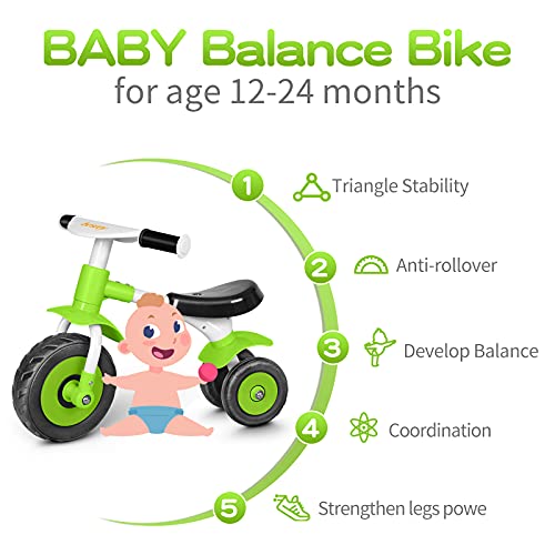 Bicicleta sin Pedales 1 Año - 2 años,Bicicleta Bebe,Bicicleta sin Pedales Bebe,Bicicleta Equilibrio,Verde