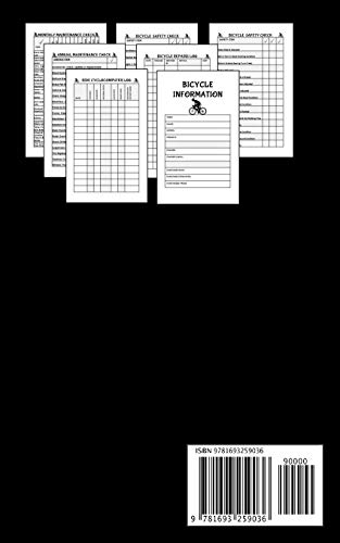 Bicycle Maintenance Log Book for Road Bikes & Mountain Bikes: 5" x 8" Bike 10 Year Maintenance & Repair Record Book with Safety Checks & Trip Cyclocomputer Log for Cyclists Gifts (100 Pages)