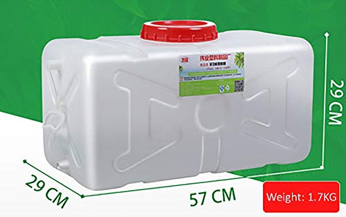 Bidones agua Hogar de la categoría alimenticia de almacenamiento de gran tanque exterior horizontal rectangular de plástico espesado con torres principales recipiente de agua blanca ( Size : 50L )