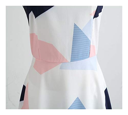 Bigbarry Relax Cintura Grande Retro Falda Vestido De Flores Cuadrado con La Correa Casual (Color : White, Size : L)