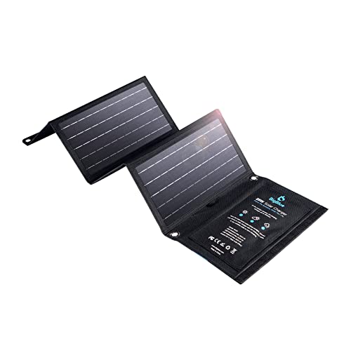 BigBlue 28W Cargador Panel Solar (5V/4.8A Total Máximo) Impermeable Placa Solar Plegable con 3 USB Puertos para Móviles, Tablets, GoPro y Otros Dispositivos Digitales