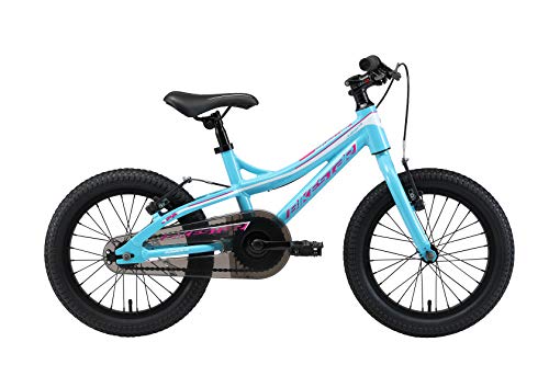 BIKESTAR Bicicleta Infantil Aluminio para niños y niñas a Partir de 4 años | Bici 16 Pulgadas con Freno en V | 16" Bici de montaña | Turquesa Blanco