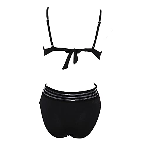 Bikinis Bañador Mujer Nuevo Traje De Baño De Malla Sexy De Una Pieza para Mujer, Traje De Baño Ahuecado, Push Up, Sin Espalda, Trajes De Baño para Mujer, Ropa De Playa De Verano-Black_M