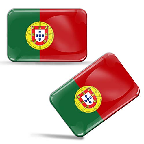 Biomar Labs® 2 pcs 3D Gel Pegatinas Bandera Nacional Portugal Silicona Adhesivo Autos Coches Motos Ciclomotores Bicicletas Ordenador Portátil F 30