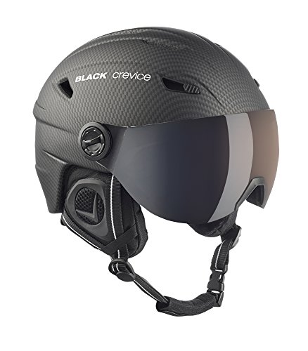 Black Crevice Casco de esquí Silvretta I Casco esquí con Visera en Estilo piloto I I Casco esquí Unisex I Casco de esquí de policarbonato Transpirable I Talla Ajustable (M, Carbono Negro)