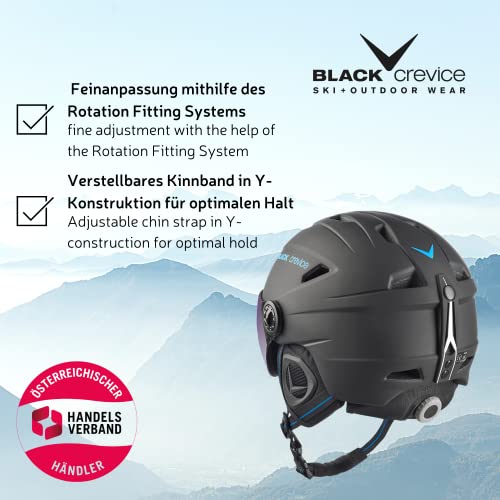 Black Crevice Casco de esquí Silvretta I Casco esquí con Visera en Estilo piloto I I Casco esquí Unisex I Casco de esquí de policarbonato Transpirable I Talla Ajustable (M, Carbono Negro)