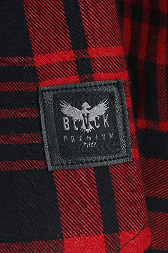 Black Premium by EMP Camiseta roja/Negra con Parche de Calavera Trasero Mujer Camisa de Franela Rojo/Negro XS