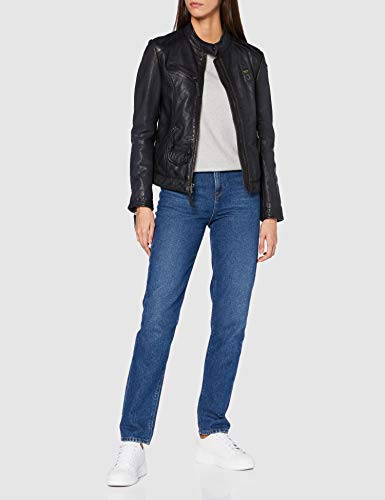 Blauer Pelle Capo Spalla Imbottito Chaqueta de Cuero, 991 Negro Tinta, M para Mujer