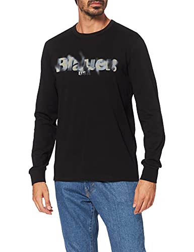 Blauer T-Shirt Manica Lunga Camiseta, 999 Nero, M para Hombre