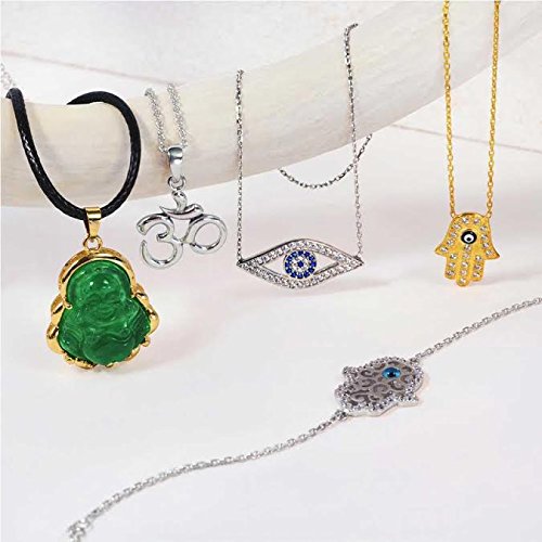 Bling Jewelry Símbolo Sánscrito Yoga Armonía Espiritual Om AUM Ohm Estación Colgante Collar De Plata Esterlina 925 Mujer 16 Pulg.