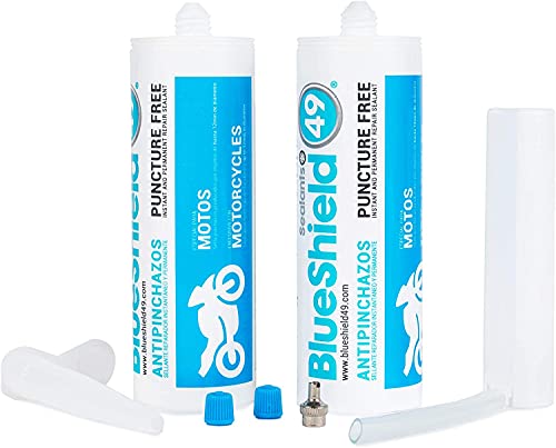 Blueshield 49 ® Sealants - Sellante antipinchazos para Motos - Preventivo y reparador - Acción Permanente instantánea - Fórmula patentada certificada en Laboratorio - Kit 2 monodosis de 160ml