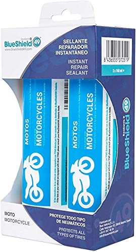 Blueshield 49 ® Sealants - Sellante antipinchazos para Motos - Preventivo y reparador - Acción Permanente instantánea - Fórmula patentada certificada en Laboratorio - Kit 2 monodosis de 160ml