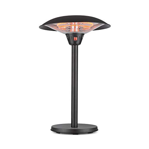 blumfeldt Loras - Calefactor Radiante por Infrarrojos, Serpentín de Carbono Doble, IR ComfortHeat, IP44, Interruptores de Palanca, Diseño Retro, 3 Niveles de calefacción: 900/1200/2100W, Negro