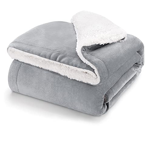 Blumtal Mantas para Sofá Reversible de Sherpa y Franela Suave - Manta Polar 100% Microfibra Extra Suave, Manta de sofá, de Cama o de Sala de Estar, Gris, 150 x 200 cm