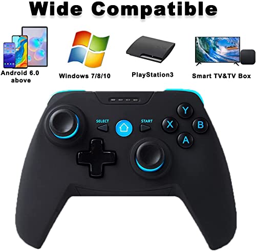 BMSARE Mando PC Windows, Bluetooth Inalámbrico Android Mando Móvil Game con Soporte Retráctil, 2,4G Inalámbrico Mando Joystick Gamepad PC Windows 11 10 8 7/PS3/TV con Doble Vibración