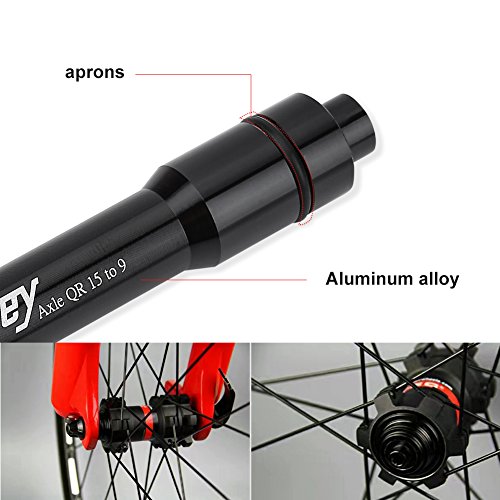 Bnineteenteam Adaptador de conversión de Eje de Tubo, bujes Delanteros de Bicicleta de montaña de aleación Negra, Eje de Tubo, Herramienta de Adaptador de conversión de 15 mm a 9 mm