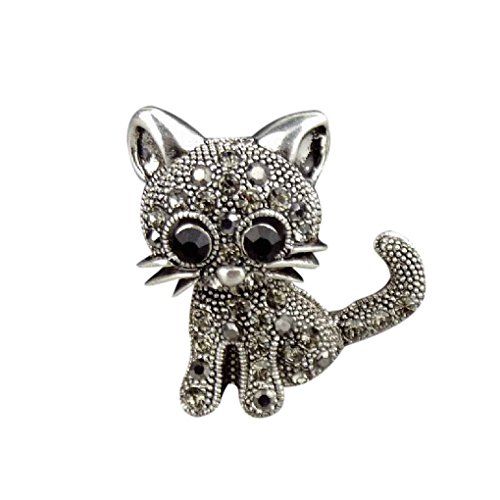 Bobury Broches de Gato Retro para Ramo de Boda Hijab Bufanda Pin Up Hebilla Broches