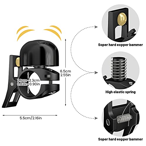 Bocina De Bicicleta, Clásico de Latón con Bonito Tono Fuerte, Timbre Ruidoso para Bicicleta de Carretera, Bicicleta de Montañ, Eléctrica MTB, BMX