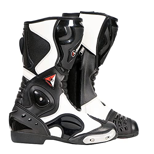 Bohmberg - Botas de moto, botas de piel deportivas, impermeables, de cuero estable protectores rígidos integrados - 43