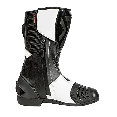 Bohmberg - Botas de moto, botas de piel deportivas, impermeables, de cuero estable protectores rígidos integrados - 43