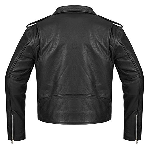 Bohmberg Premium- Chaqueta pesada de motociclista 100% cuero duradero para hombre - L