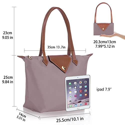 BOJLY Bolso de las mujeres, bolso de hombro Bolsos para las mujeres Diamante Nylon Tote Bag Ladies Shopping Plegable Tote Bolsa de viaje de playa Impermeable Casual Rosado Pequeña