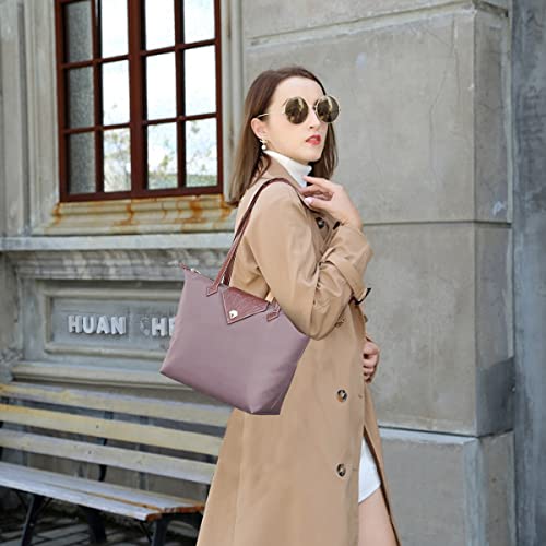 BOJLY Bolso de las mujeres, bolso de hombro Bolsos para las mujeres Diamante Nylon Tote Bag Ladies Shopping Plegable Tote Bolsa de viaje de playa Impermeable Casual Rosado Pequeña