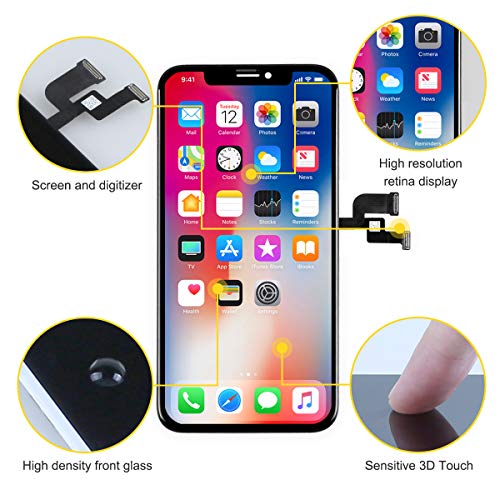 bokman OLED Pantalla para iPhone X, Táctil OLED Reemplazo con Herramientas de Reparación(Negro)