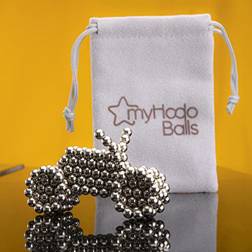 Bolas Magnéticas 5mm Antiestrés myHodo [64 Piezas], Imanes Pequeños, Bolitas Magnéticas Versátiles, Magnet Balls, Gran Idea de Regalo, Bolas de Iman, Imanes para Superficies Magnéticas (plata)