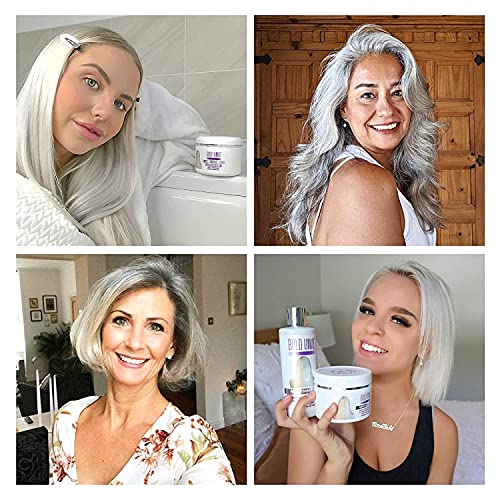 BOLD UNIQ Mascarilla de Pelo Morado-Matizador para Cabello Rubio y Gris - para Tintes Color Platino, Blanco y Gris - Acondicionador y Reparación de Cabello Seco, Dañado y Decolorado - Sin Sulfatos