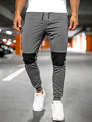 BOLF Hombre Pantalón Deportivo Pantalones De Chándal Jogger Pantalones Holgados de Deporte Running Entrenamiento Fitness Jogging Slim fit Estilo Urbano K10219 Grafito M [6F6]